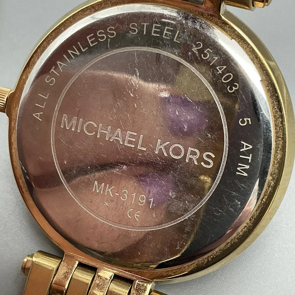 Michael Kors Darci Womens Watch 39mm Gold Crystals MK-3191 New Battery 6.25" - Picture 13 of 15